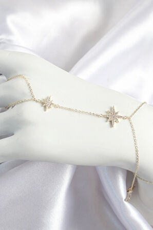 Dodes Dodes Pirinç Zirkon Taşlı Kutup Yıldızı Model Gold Renk Kadın Şahmeran TG27SN705