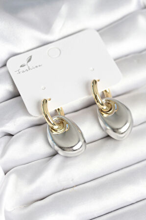 Dodes Dodes Pirinç Damla Model Gümüş Gold Renk Kadın Küpe TG27BKP11297