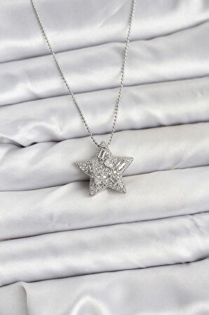 Dodes Dodes 316L Çelik Zincir Gümüş Renk Zincirli Gümüş Yıldız Model Kadın Kolye TG27BKO10678