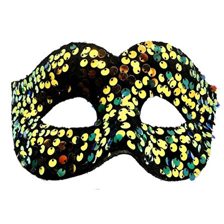 Dodes Altın Renk Pul Payet İşlemeli Balo Maskesi