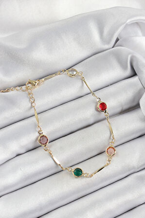 Dodes Dodes Pirinç Asorti Model Gold Renk Zirkon Taşlı Kadın Bileklik TG27BB7039