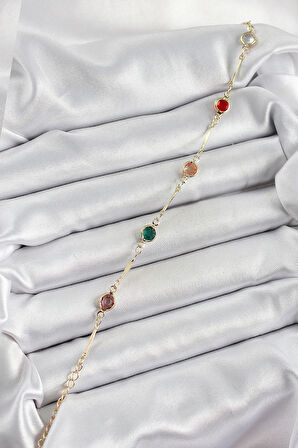 Dodes Dodes Pirinç Asorti Model Gold Renk Zirkon Taşlı Kadın Bileklik TG27BB7039