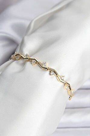 Dodes Dodes Zikzak Model Pirinç Gold Renk Bileklik TG27BB8080