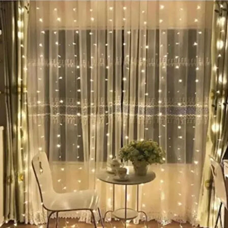 Dodes 3x2 Metre Sarı Işıklı Perde LED (Plastik Kancalı)