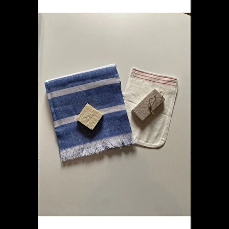 Dodes Gelin Hamamı Seti, Premium Peştemal , Ponza Topuk Taşı, Doğal Zeytinyağı Sabun, Kese 4lü Set