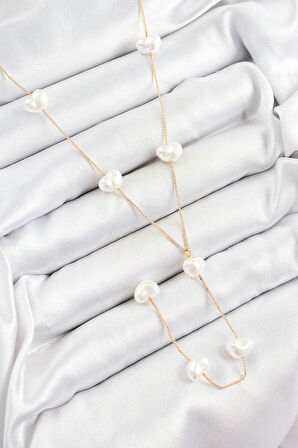 Dodes Dodes Pirinç İncili Kalp Figürlü Y Model Gold Renk Kadın Kolye TG27BKO10335