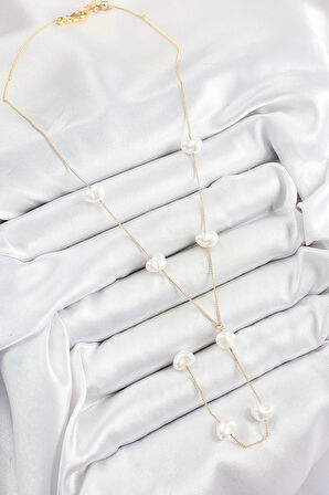 Dodes Dodes Pirinç İncili Kalp Figürlü Y Model Gold Renk Kadın Kolye TG27BKO10335