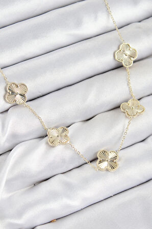 Dodes Dodes Pirinç VIP Yonca Model Gold Renk Kadın Kolye TG27BKO10484