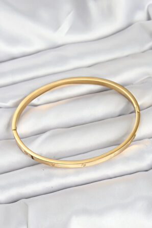 Dodes Dodes 316L Çelik Gold Renk 65 mm İnce Kadın Kelepçe Bileklik TG27BB7915