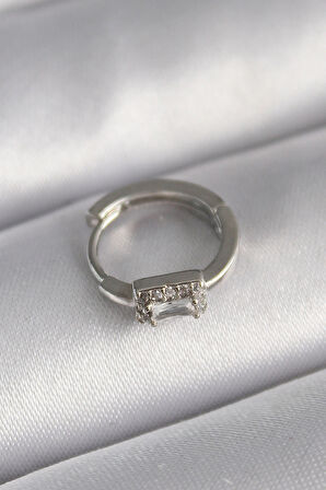 Dodes Dodes 316L Çelik Gümüş Renk Kare Zirkon Taşlı Tragus Piercing TG27PR1309