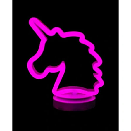 Dodes Neon Işıklı Unicorn Masa Gece Lambası Pil+Usb