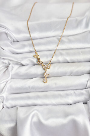Dodes Dodes 316L Çelik Zincir Gold Renk Kelebek Model Kadın Kolye TG27BKO10676
