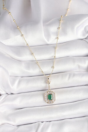 Dodes Dodes Pirinç Gold Renk Zirkon Taşlı Topçuk Zincir Serenay Model Kadın Kolye TG27BKO9902