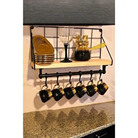 Dodes Metal Askılıklı Kahve Köşesi Rafı