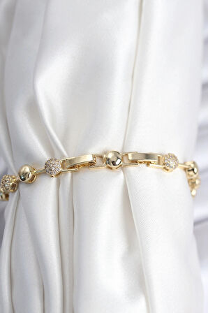 Dodes Dodes Pirinç VIP Seri Gold Renk Topçuk Model Kadın Bileklik TG27BB7923