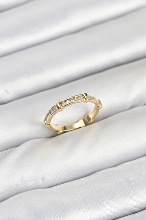 Dodes Dodes Pirinç Gold Renk Kemik Model Zirkon Taşlı Kadın Yüzük TG27BYK3888