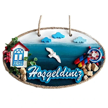 Dodes Sahil Kasabası Hoşgeldiniz Yazılı El Yapımı Kapı Süsü