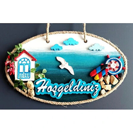 Dodes Sahil Kasabası Hoşgeldiniz Yazılı El Yapımı Kapı Süsü