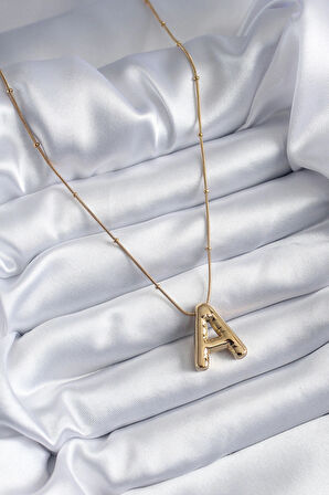 Dodes Dodes 316L Çelik Gold Renk Bubble "A" Harf Model Kadın Kolye TG27BKO7946