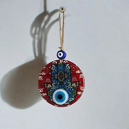 Dodes Fatma Ana Bereket Eli Desenli Nazar Boncuklu Duvar Süsü 10 Cm Cam Duvar Süsü