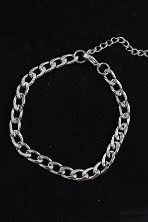 Dodes Dodes 316L Çelik Kalın Klasik Model Gümüş Renk Erkek Bileklik TG27EB3741