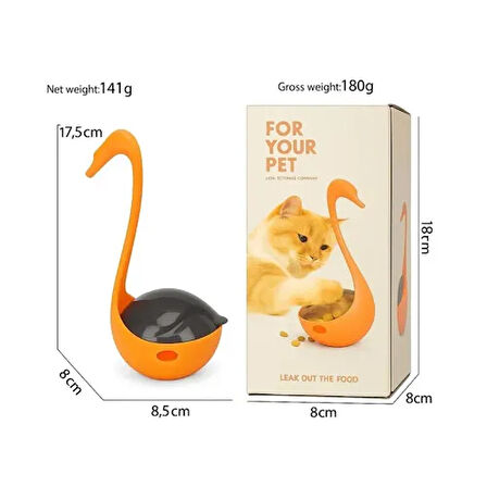 Dodes Kuğu Şeklinde Lazerli ve Mama Hazneli Kedi Oyuncağı