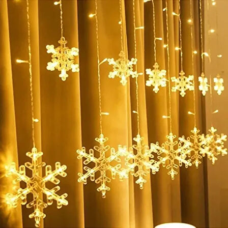 Dodes 3 Metre Saçaklı Kar Tanesi Perde LED