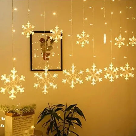 Dodes 3 Metre Saçaklı Kar Tanesi Perde LED