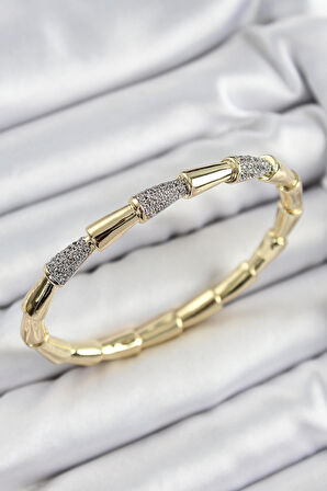 Dodes Dodes Pirinç Zirkon Taşlı Kemik Model Gold Renk Vip Kadın Bileklik TG27BB7341