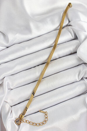 Dodes Dodes 316L Çelik Gold Renk Yassı Zincir Model Kadın Bileklik TG27BB7086