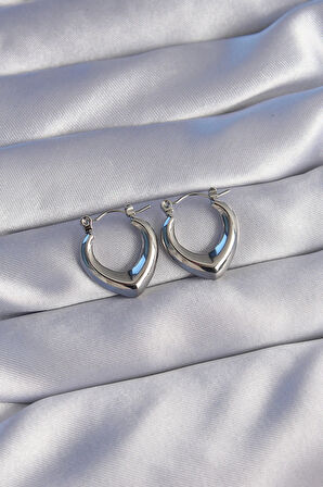 Dodes Dodes 316L Çelik Gümüş Renk İçi Oval Tasarımlı Küpe TG27BKP9036