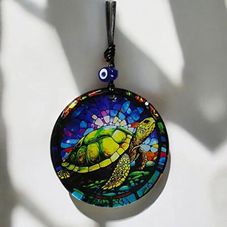 Dodes Kaplumbağa Desenli Mavi Renk 12 Cm Duvar Süsü