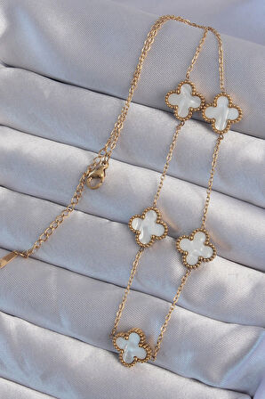 Dodes Dodes 316L Çelik Gold Renk Beyaz Sedefli Yonca Kolye TG27BKO8996