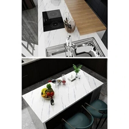 Dodes Beyaz Mermer Desenli Yapışkanlı Tezgah Folyosu (3 mt.x 60 cm)