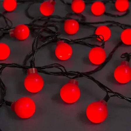 Dodes 5m 28 LED Mini Top Işık Kırmızı - Fişli, Siyah Kablo