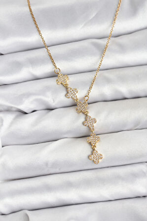 Dodes Dodes 316L Çelik Zincir Gold Renk Yonca Model Kadın Kolye TG27BKO10674