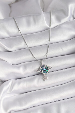 Dodes Dodes 316L Çelik Gümüş Renk Zincir Zirkon Taşlı Gezegen Model Kadın Kolye TG27BKO9478