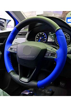 Opel Astra D-e Kasa Uyumlu Direksiyon Kılıfı Iki Renkli Mavi Siyah