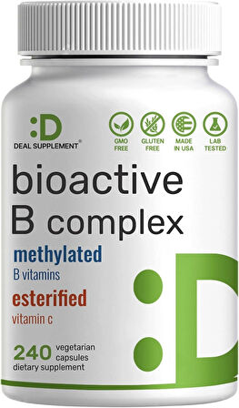 Deal Supplement Bioactive Vitamin B Complex Immune Choline İnositol Folate Energy 240 Veggie Caps