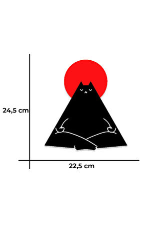 Meditasyon Yapan Kedi Duvar Dekoru - Yoga Yapan Siyah Kedi - Bioplastik
