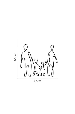 Aile Figürlü Anne - Baba - Büyük Erkek Küçük Kız Çocuk Line Art Dekor Biblo - Bioplastik