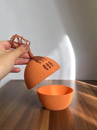İp Detaylı Turuncu Yuvarlak Takı Kutusu - Bioplastik