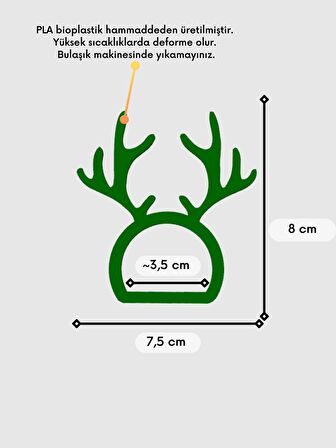 6'lı Geyik Figürlü Peçete Halkası - Yılbaşı Masa Dekoru - Bioplastik