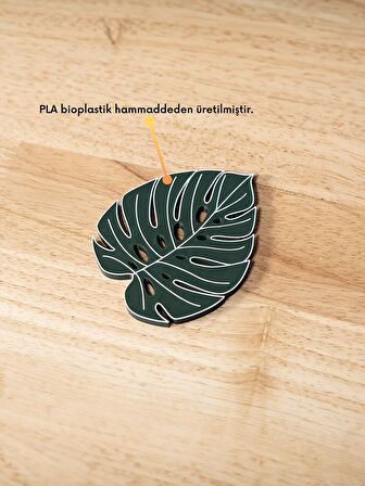 Monstera Yaprak Motifli Buzdolabı Magneti - 2'li - Bioplastik