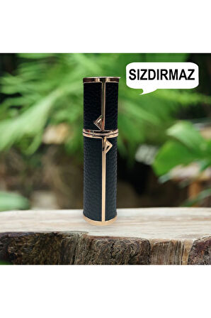 Deri Sızdırmaz Taşınabilir Mini Doldurulabilir Boş Küçük Seyahat Cep Parfüm Şişesi-Siyah