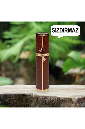 Deri Sızdırmaz Taşınabilir Mini Doldurulabilir Boş Küçük Seyahat Cep Parfüm Şişesi-Kahverengi