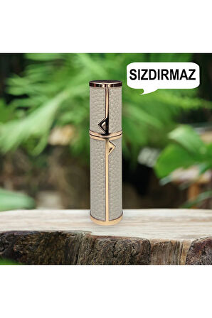 Deri Sızdırmaz Taşınabilir Mini Doldurulabilir Boş Küçük Seyahat Cep Parfüm Şişesi-Bej