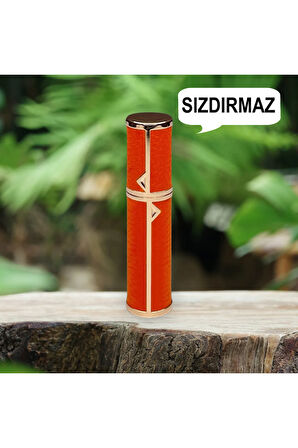 Deri Sızdırmaz Taşınabilir Mini Doldurulabilir Boş Küçük Seyahat Cep Parfüm Şişesi-Turuncu