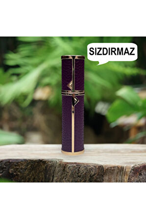 Deri Sızdırmaz Taşınabilir Mini Doldurulabilir Boş Küçük Seyahat Cep Parfüm Şişesi-Mor