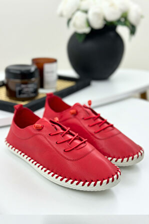 Derinyus %100 Hakiki Deri Çarık - Kırmızı